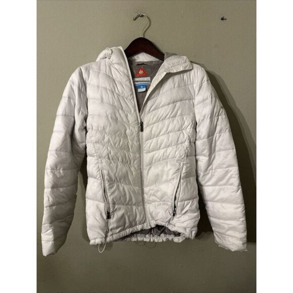 Columbia Womens Lined Hooded Jacket Cream Size Small 💯 Polyester